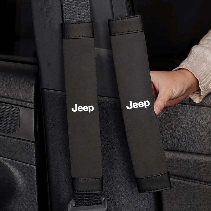 2PCS Auto Cintura di Sicurezza Pad Copertura In Pelle Scamosciata Morbida Spallina Auto per Jeep Renegade Wrangler JL JK Gladiator XJ Grand Cherokee Compass