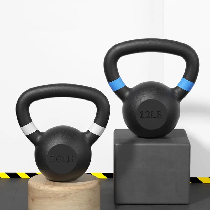 12kg Black Cast Iron Kettlebell Set with Powder Coating, for Fitness and Weight Lifting, with Adjustable Colored Rings