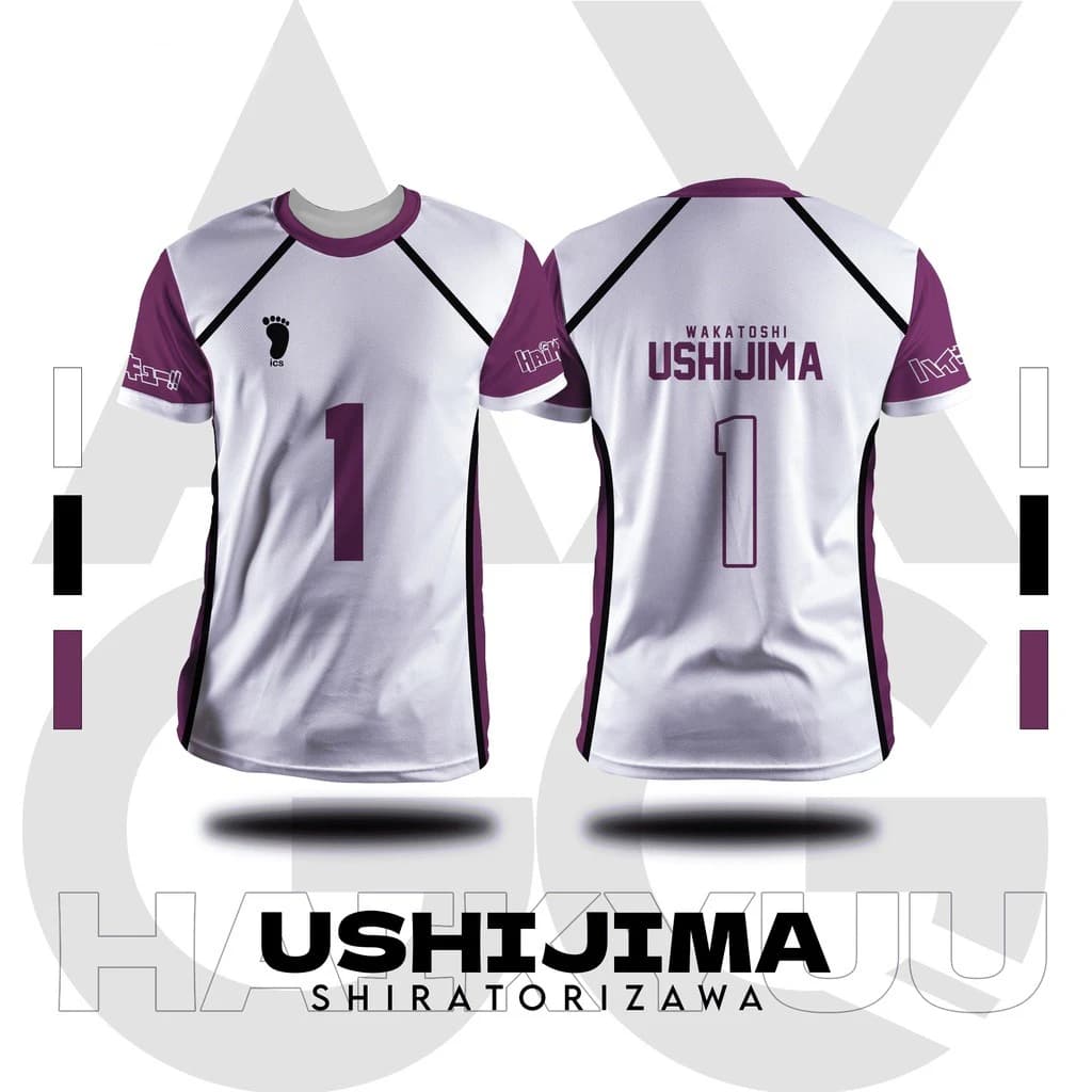 Bandai Shiratorizawa Volleyball Team Jersey Ushijima No.1 Costume cosplay Haikyu!! Athleisure Large Summer Drying T-shirt