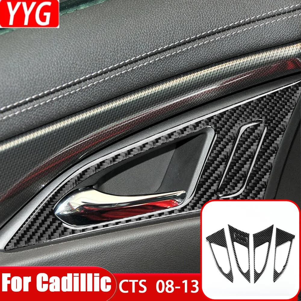 For Cadillac CTS 2008—2013 Carbon Fiber Inner Door Hnadle Panel Puller Pad Car Accessories Interior Cover Trim Modified Sticker