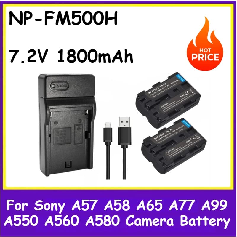 7.2V 1800mAh NP-FM500H NPFM500H Batteria Della Fotocamera Per Sony A57 A77 A99 A550 A58 A65 A560 A580 Batteria USB Caricabatteria