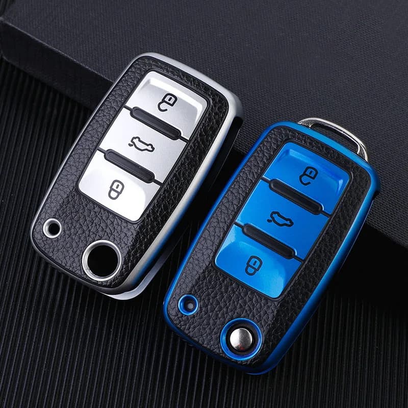 Custodia in pelle TPU per chiave auto Fob Shell per VW Volkswagen Polo Tiguan Passat Golf MK Jetta per Skoda Kodiaq Superb Octavia Seat