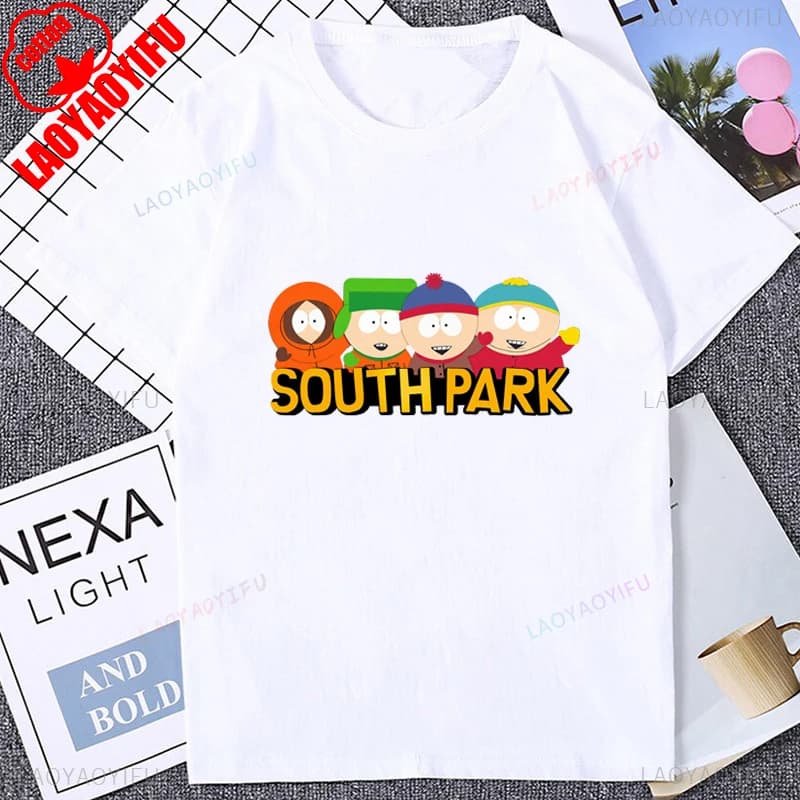 Vendita calda Kenny McCormick South Park Divertente Cartoon Uomo Tshirt in cotone Manica corta Respirare Comfort Allentato Harajuku T-shirt da donna