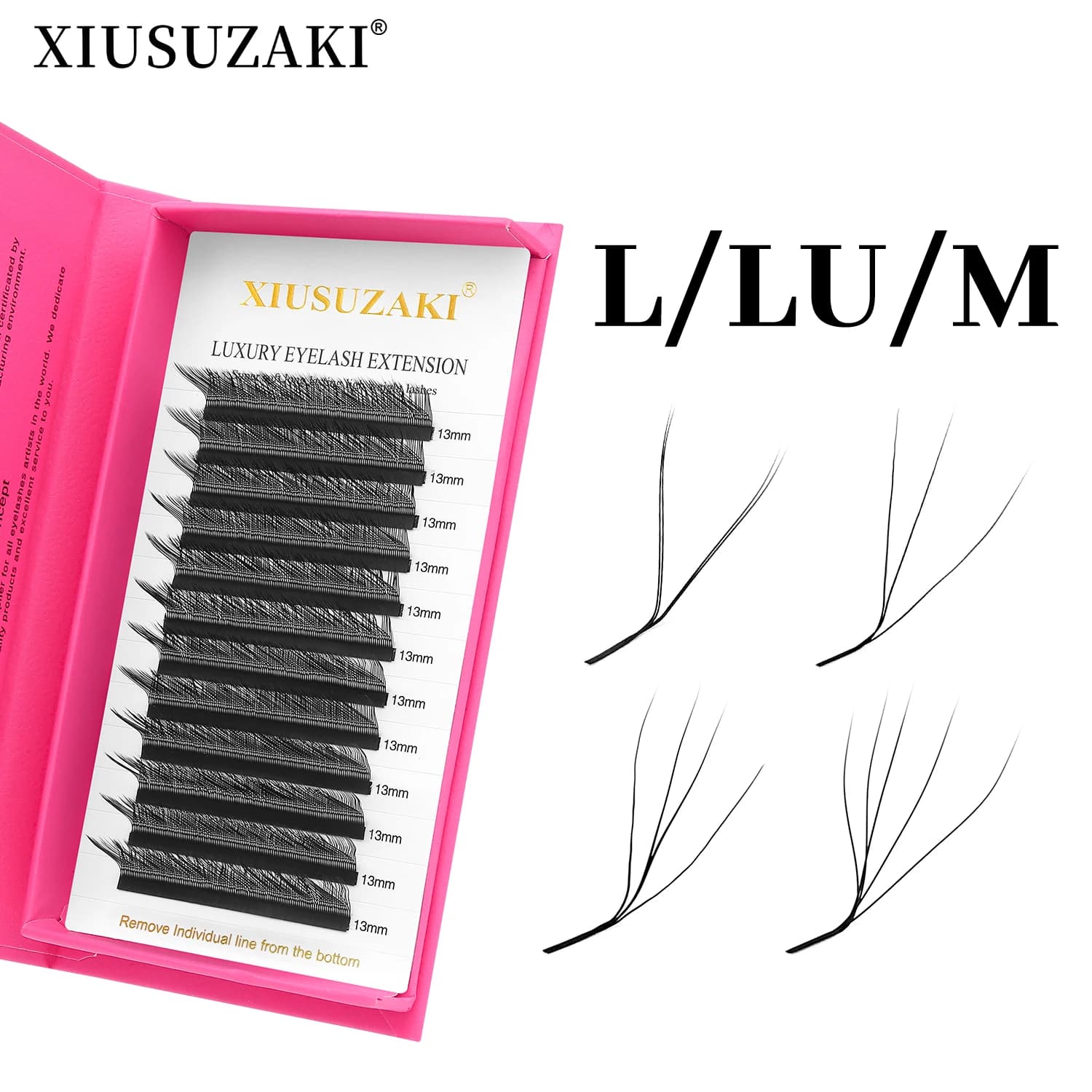 XIUSUZAKI LU/M/L Curl W Lashes Extensions Matte Black W-shaped Lashes 2D YY 3D 4D 5D Premade Volume Fans Individual False Lashes
