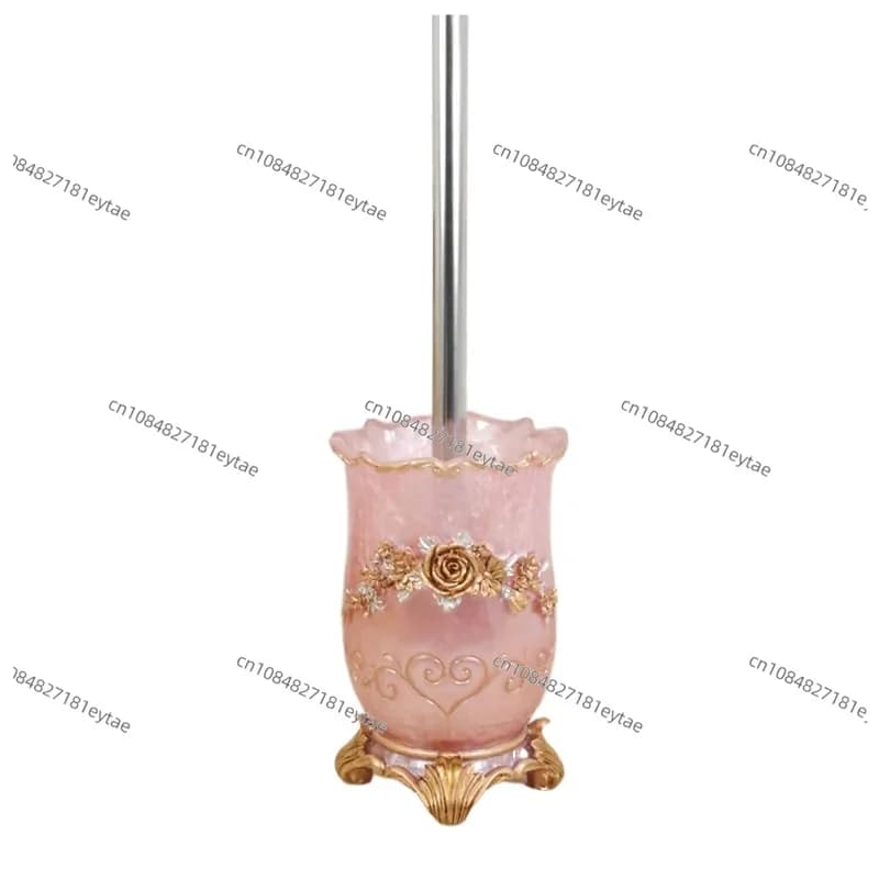 Spazzola per WC con base in resina rosa, set per la pulizia del bagno con manico lungo in acciaio inossidabile, accessori per l'arredamento della casa