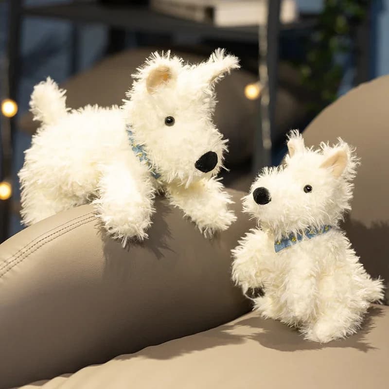 20/24 centimetri Fluffy West Highland White Terrier Peluche Kawaii Sciarpa Cane Bella Huggable Peluche Giocattolo Bel Regalo