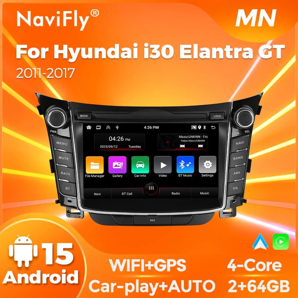 NaviFly 7 pollici 8227 Per Hyundai i30 Elantra GT 2011-2017 Wireless car-play Android auto Lettore multimediale audio stereo All-in-one