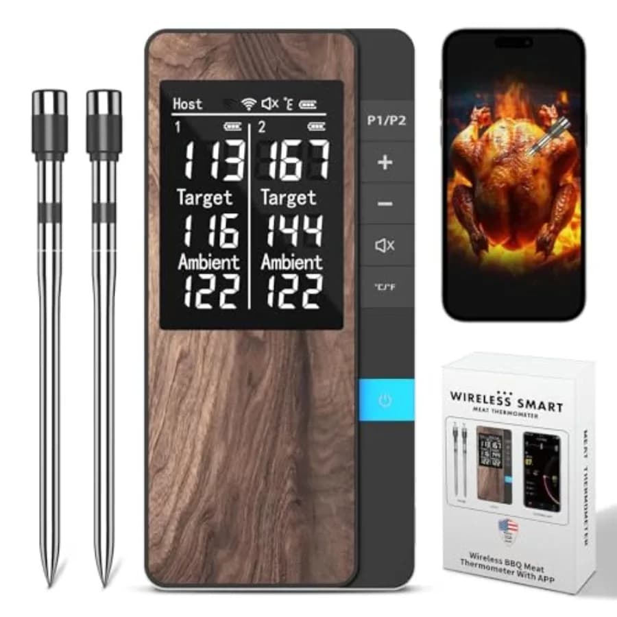 Wireless Car Thermometer - Digital Power Thermometer with Multipli Sensors and Ultra-Slim probes, High Precision Bluetooth Smart Thermometer