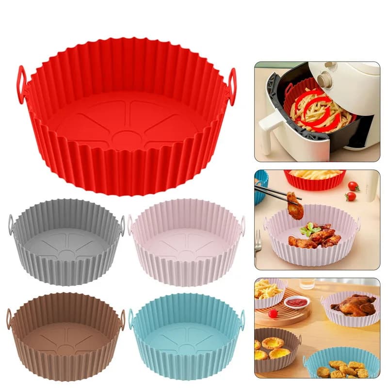 Friggitrice ad aria Fodere in silicone Cestino Contenitore riutilizzabile Accessori Vassoio da forno Pizza Pollo fritto Stampo da forno Protezione Utensile da cucina