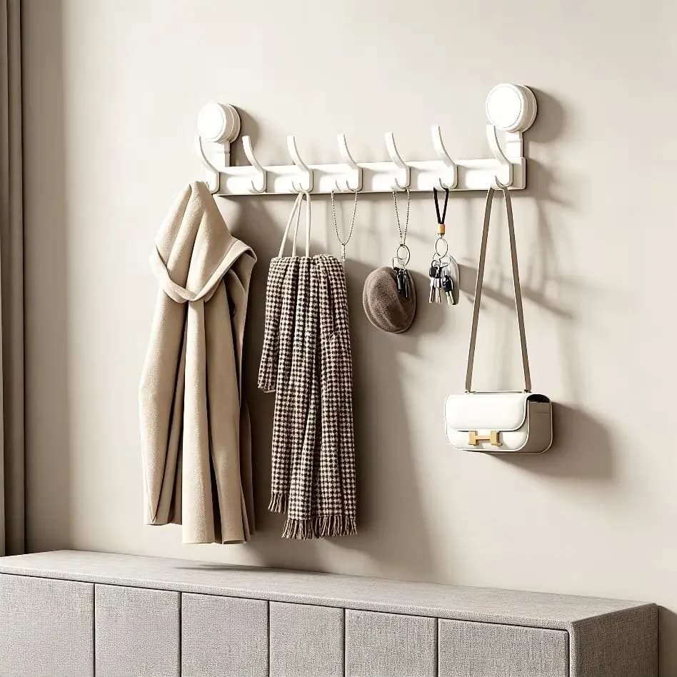Aluminum Punch-Free Hanger for Door, Kitchen and Bathroom Use, Wall Mount Suction Cup Hooks
