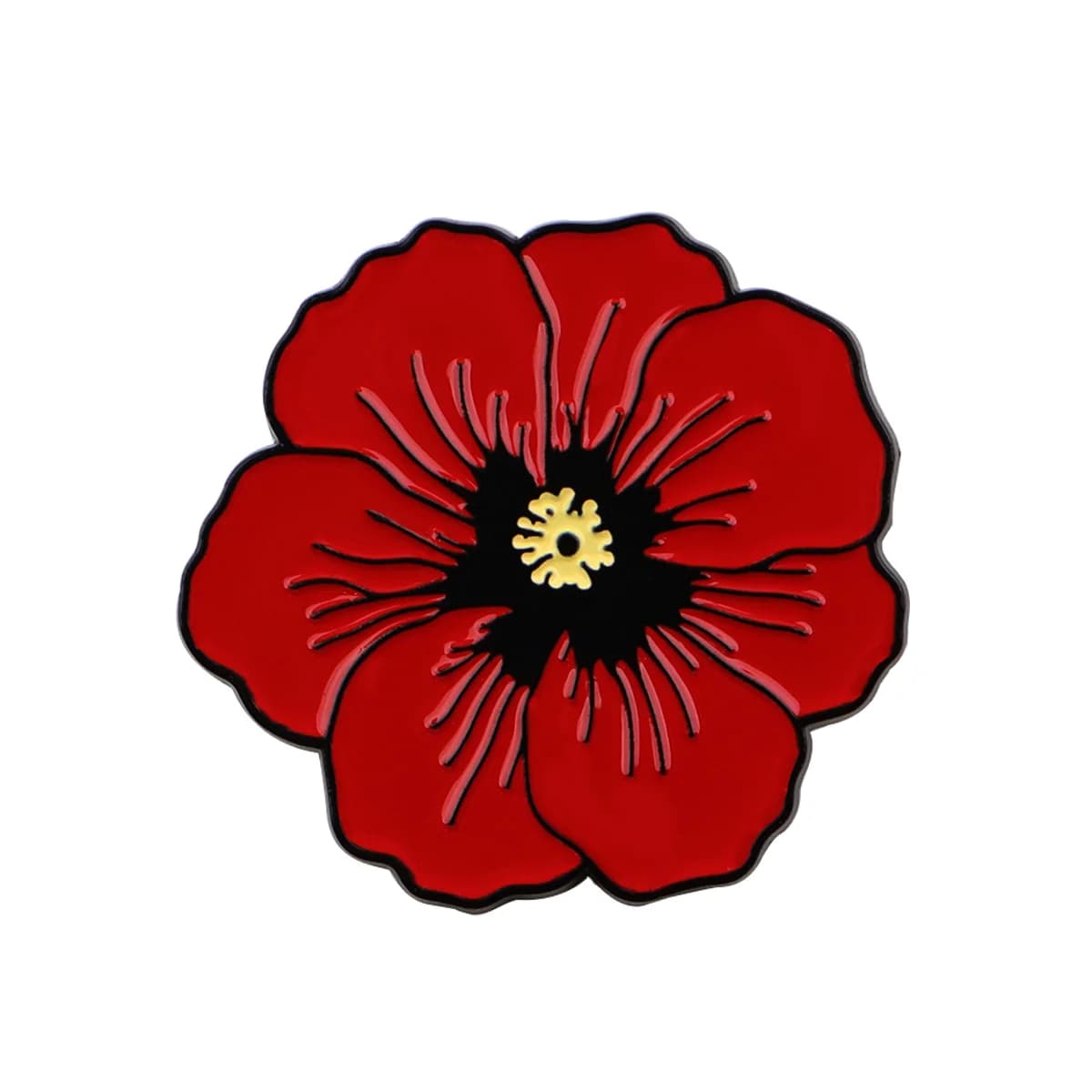 Spilla smaltata a forma di papavero simulato, distintivo da risvolto vivace per zaini e vestiti, distintivo a cartone animato, spilla rossa, gioielli regalo per amici