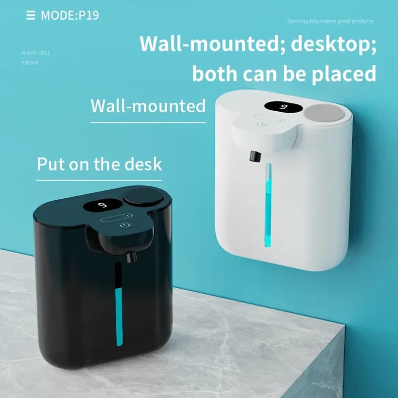 Dispenser di Sapone Automatico Intelligente da 500ML con Display HD, 9 Livelli Regolabili, Impermeabile IPX5, Ricaricabile, per Lavaggio Mani e Piatti