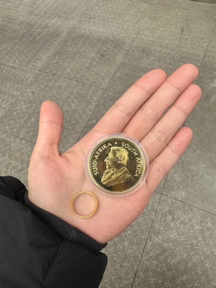 Moneta Krugerrand d'oro 4 cm, replica del simbolo della ricchezza, con incisione regale, per regalo di benessere, decorazione per la casa, collezione di monete