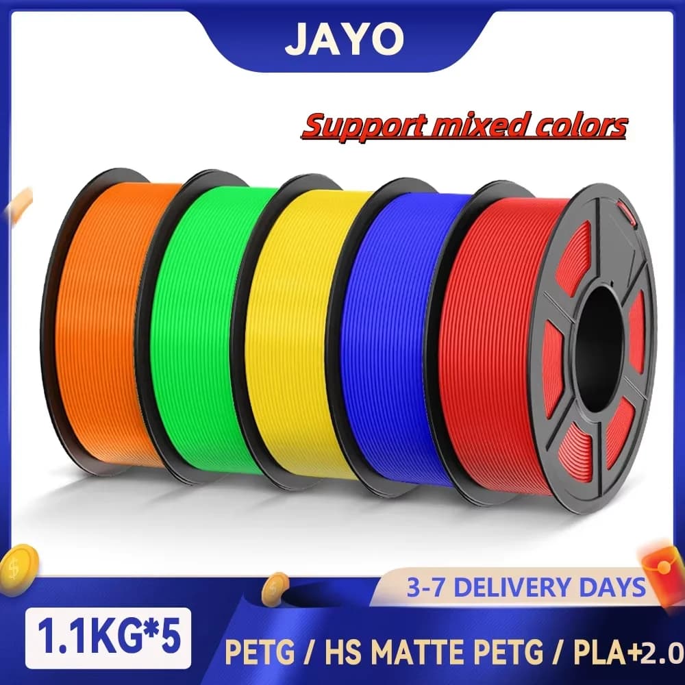 Filamento per Stampante 3D JAYO 3D PETG/HS Opaco PETG/PLA+ 2.0, 1.75mm +/- 0.02mm, 1.1KG/Rotolo, Avvolgimento Preciso, PLA per Stampanti 3D