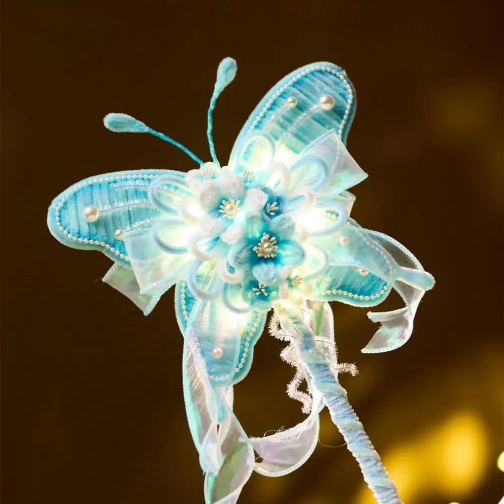 Material Package Butterfly-shaped Lantern DIY Kit Iron Wire Strip Stick DIY LED Fairy Staff Wand Handheld Lantern Glowing