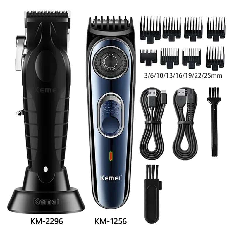 Kemei Hair Clipper Km-2296 Km-1256 Km-2024 Barber Blading Hair Cutting Machine Clipper Grooming Cordless Rechargeable Shaver