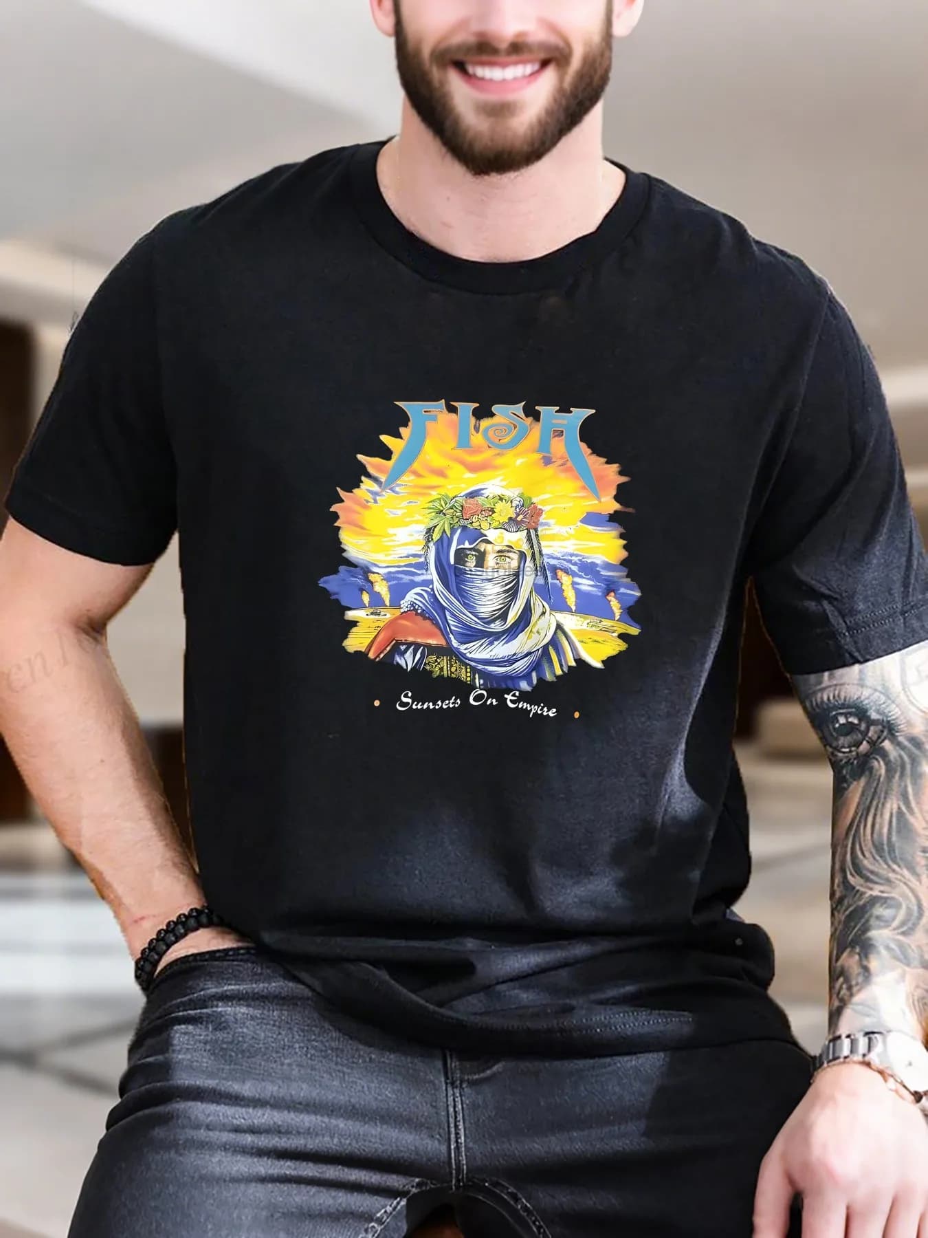 T-shirt a maniche corte stampata da uomo di nuova moda di arrivo 100% cotone traspirante morbido design con stampa etnica alla moda casual versatile S