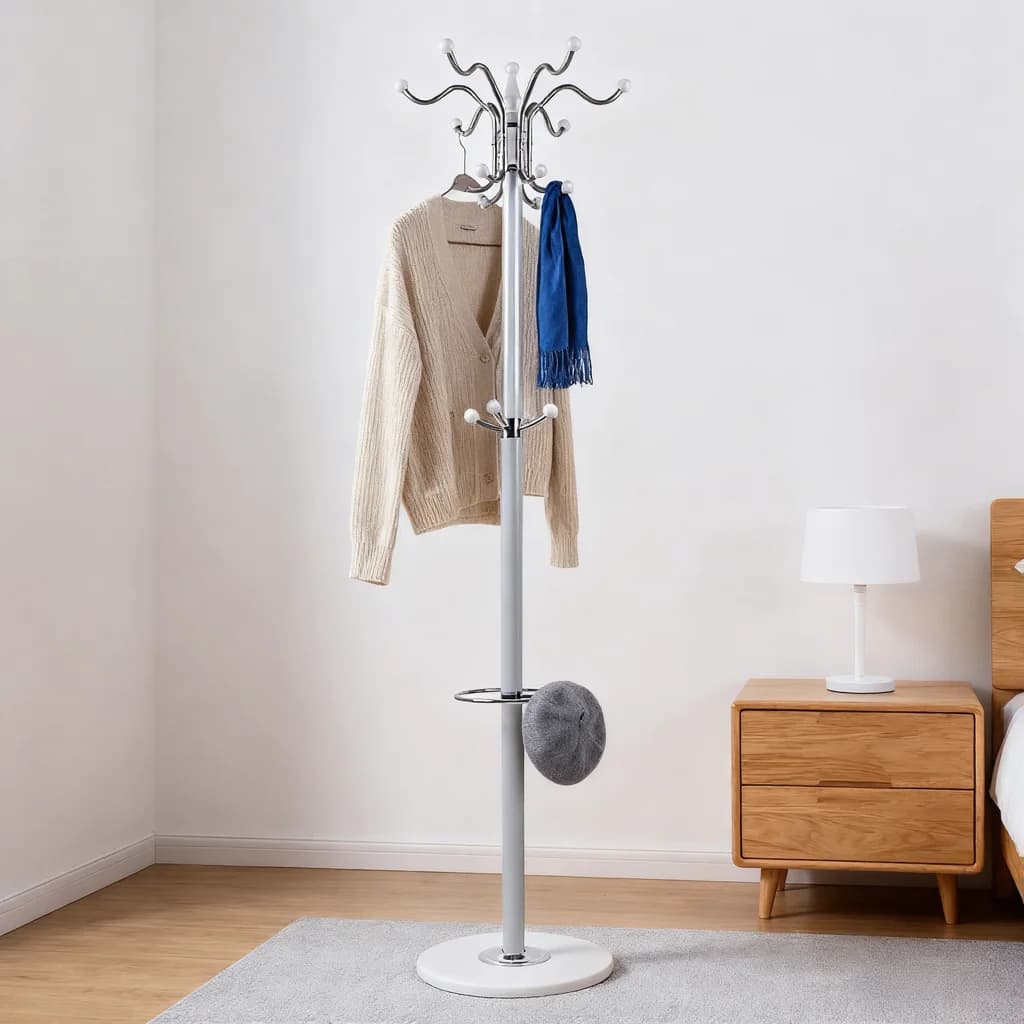 Appendiabiti da 67 pollici in metallo per albero, 16 ganci, borse per cappelli, organizer, appendiabiti, portaombrelli per ingresso