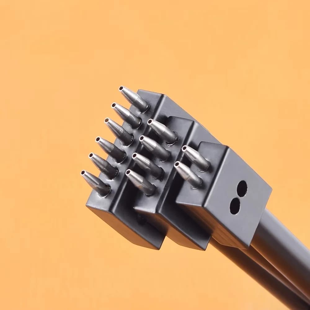 1pc 4‑Tooth Round Hole Leather Punch, 1 mm Pitch, for Punching Sewing Holes on Leather Belts, Wallets and Bags