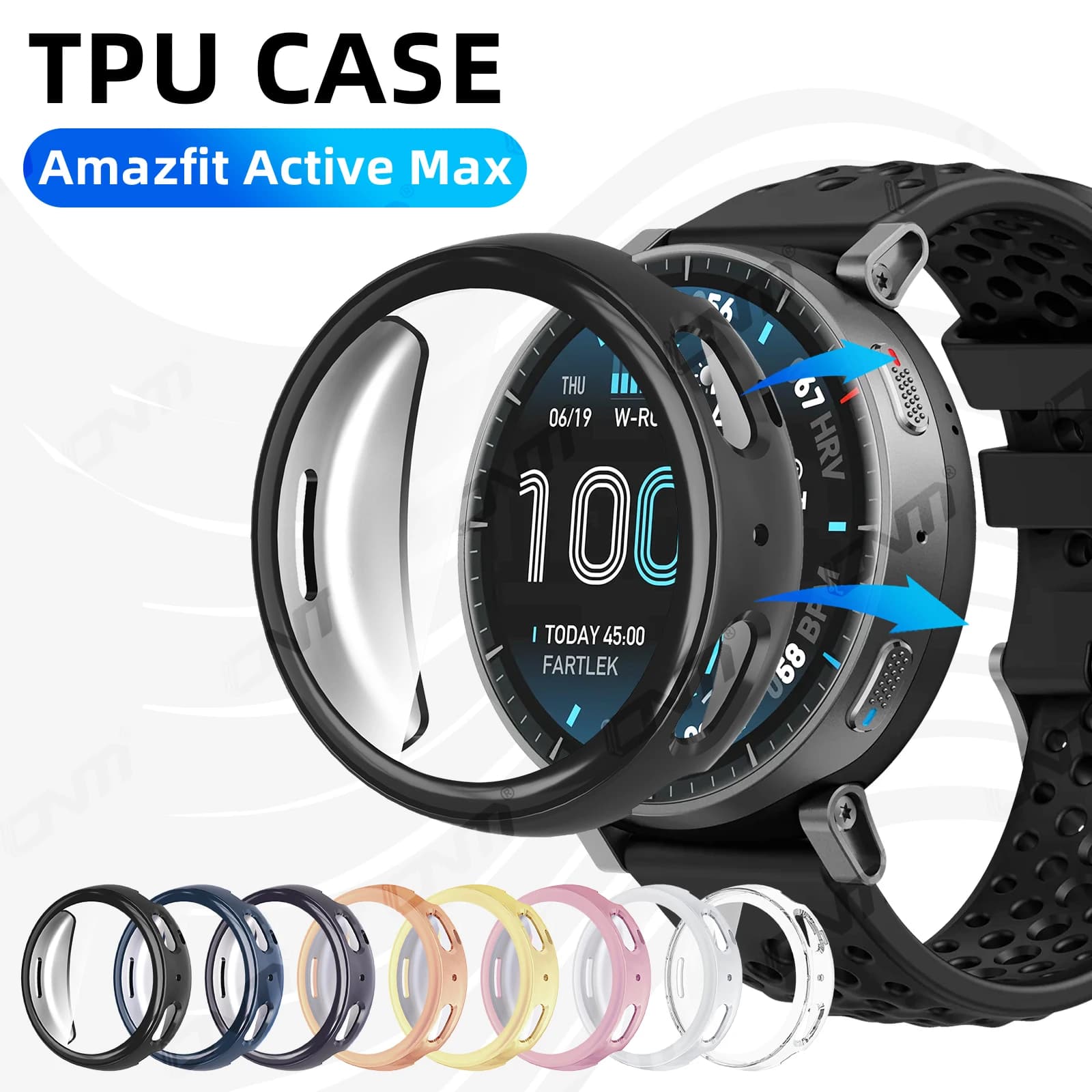 Custodia per Amazfit Active Max con Protezione Schermo, Cover Protettiva Morbida in TPU a Protezione Totale per Accessori Active Max
