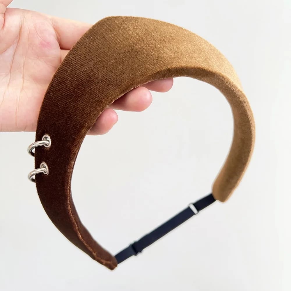 Elegante fascia per capelli da donna in velluto antiscivolo con bordo largo, fascia per capelli, stile britannico, anello rotondo, fascia per capelli a triangolo