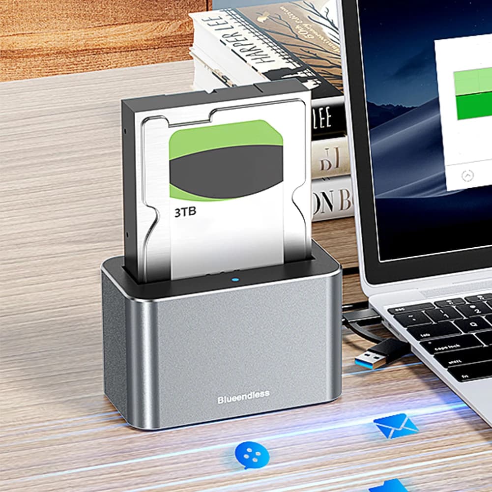 Docking Station per Disco Rigido, Convertitore Lettore USB 5Gbps, Box Esterno per HDD/SSD SATA/SAS da 2.5/3.5 Pollici