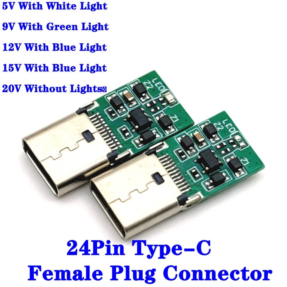 PD/QC Decoy Board With LED 5V 9V 12V 15V 20V Module PD 2 3.0 DC Trigger Cable USB Type-C Female Plug QC4 Charge Connector