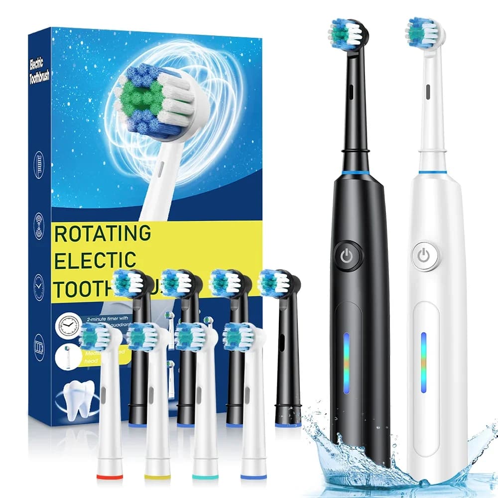 Rotating Electric Toothbrush for Adults, 5 Modes, 4 Replacement heads, Deep cleaning, Teeth whitening, Intelligent Timer 2 Minutes