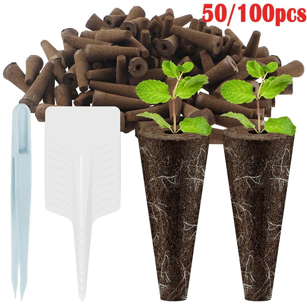 50/100 pezzi coltivano le spugne per il kit iniziale di semi di coltura idroponica con 10 etichette per piante e 1 pinza di ricambio per la crescita delle radici per il giardino