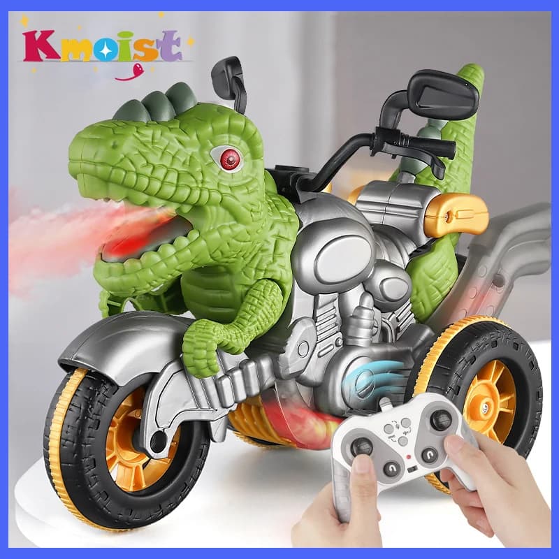 Remote Control Dinosaur Motorcycle Model Stunt RC Car Electric Spray Sound and Light Children Dinosaur Toys Kids Gifts