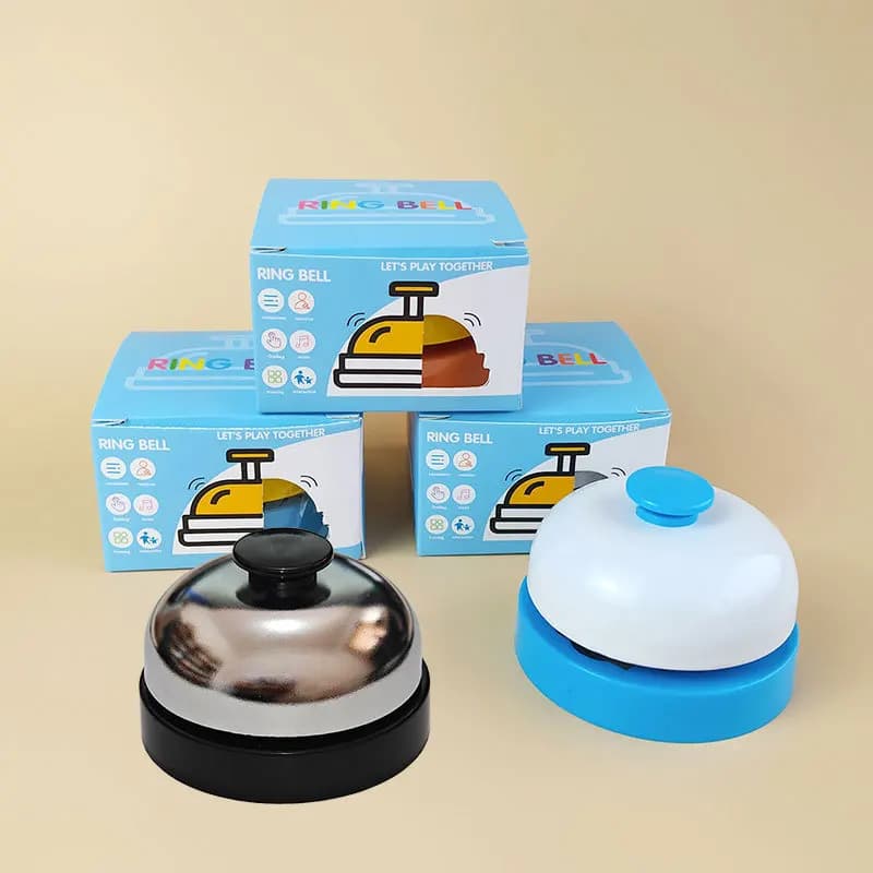 Metal Service Bell Desk Call Bell Hand Press Ring Bell Kitchen Restaurant Reception Counter Game Buzzer
