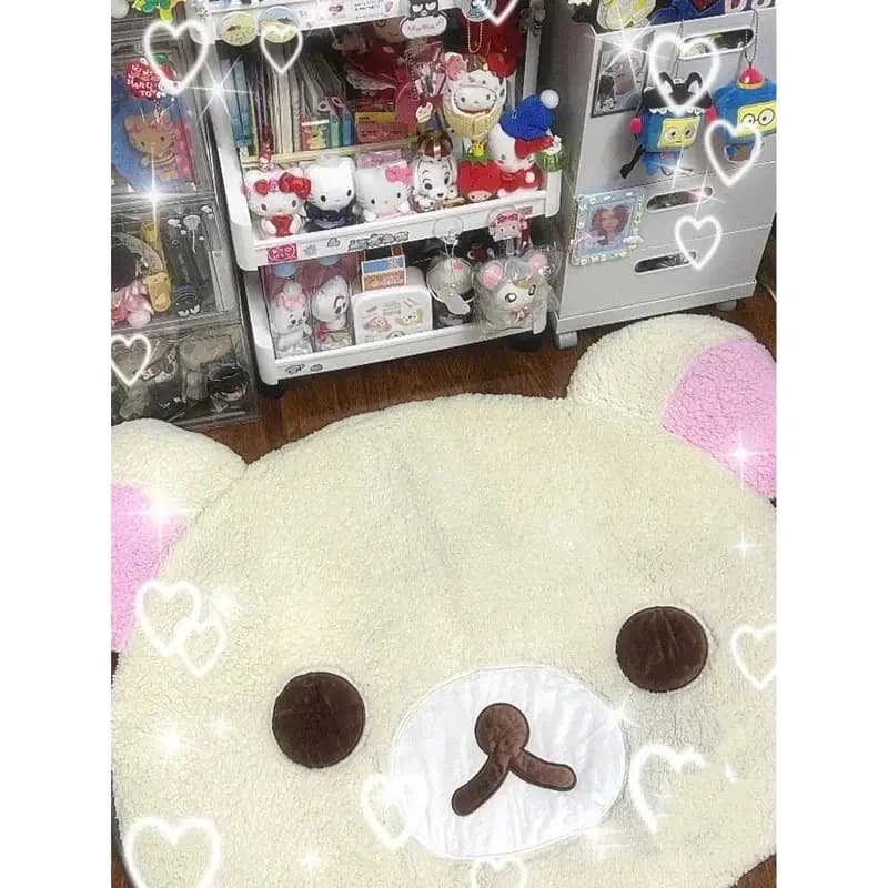VIKAMA Plush carpet with lazy bear, soft and soft, non-slip, per bedroom, bedside table, office, home decoration