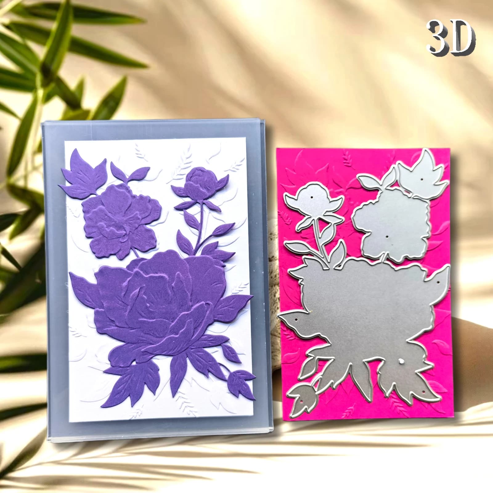 3D Embossed Folder and Die Cutting Kit, "Blossoming Wealth: Embossed Art" - White Plastic DIY Scrapbook and Card Making Tool, Su