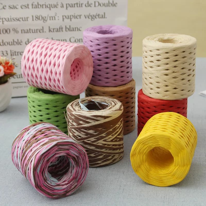 Filato di rafia naturale da 200 m/rotolo per cappello da sole estivo lavorato a mano fai da te borsa da spiaggia per maglieria all'uncinetto corda da regalo per feste