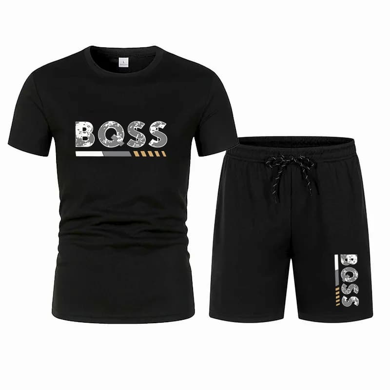 Set estivo da uomo a maniche corte, moda casual, set sportivo estivo da uomo ad asciugatura rapida, t-shirt a maniche corte in rete traspirante