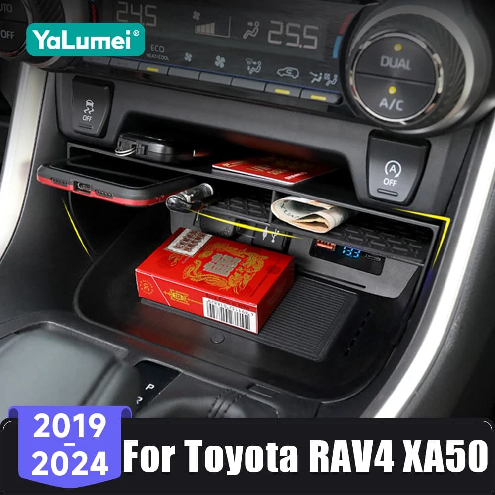For Toyota RAV4 XA50 RAV 4 Hybrid 2019 2020 2021 2022 2023 2024 Auto Console Central Storage Box Organizer Container Cover