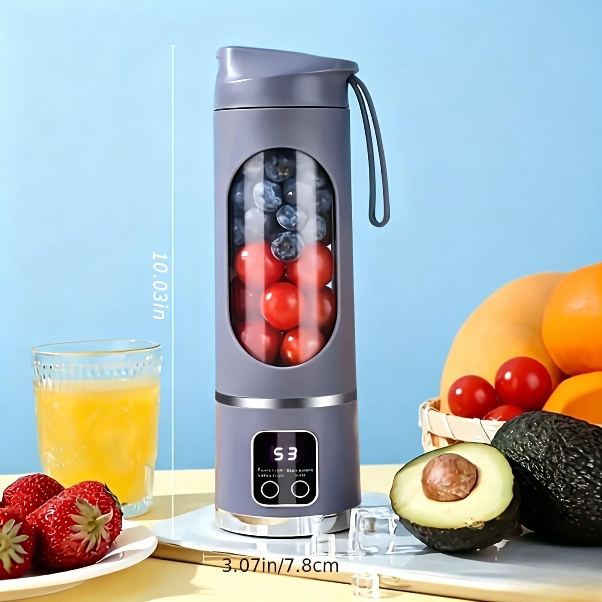 Frullatore Portatile Ricaricabile USB 10.14-16.91oz, Mixer Elettrico per Frutta, Frullati e Smoothie, per Casa e Viaggio