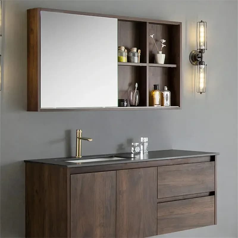 -Per mobiletto da bagno galleggiante dal design in legno all'ingrosso e