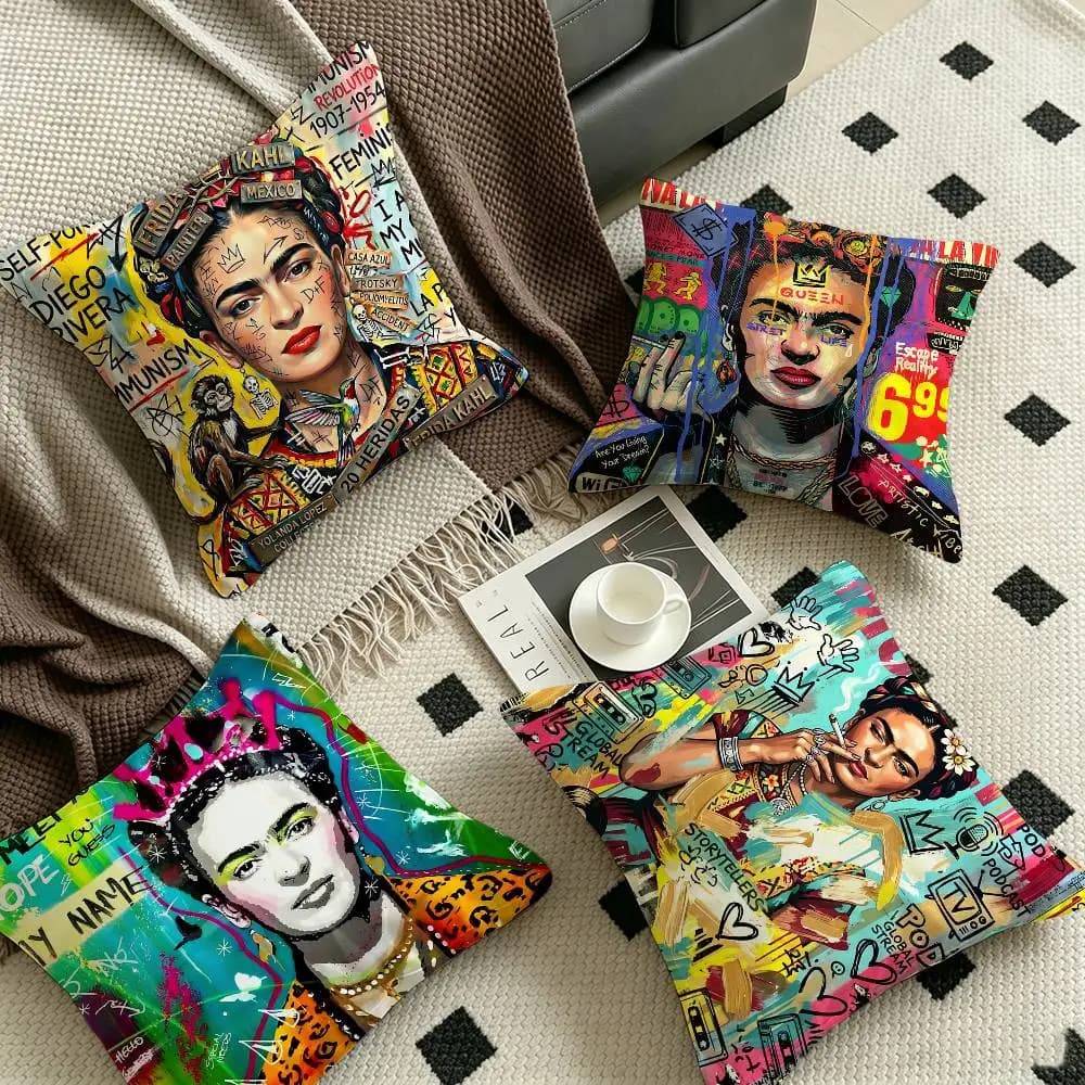 F-Frida K-Kahloes Art Cushion Cover Car Throw Pillow Case For Sofa Car Christmas Gift 40x40cm 45x45cm