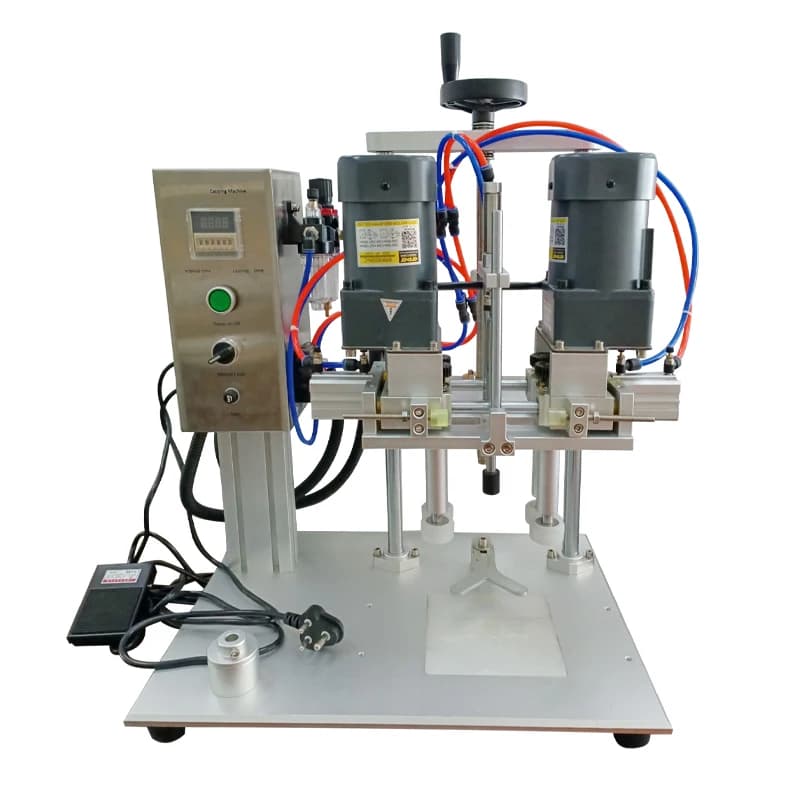 Tappatrice pneumatica da tavolo semiautomatica per bottiglie di vetro con spruzzo d'acqua per bevande