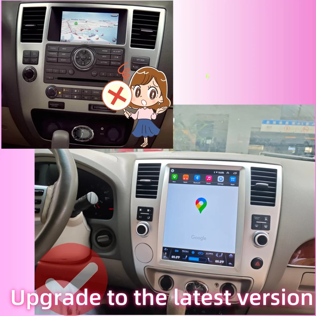 12.1" Multimedia Android 14 Screen For Infiniti QX56 Nissan Armada 2008-2010 Wireless/Carplay Car Radio Stereo Video Player GPS