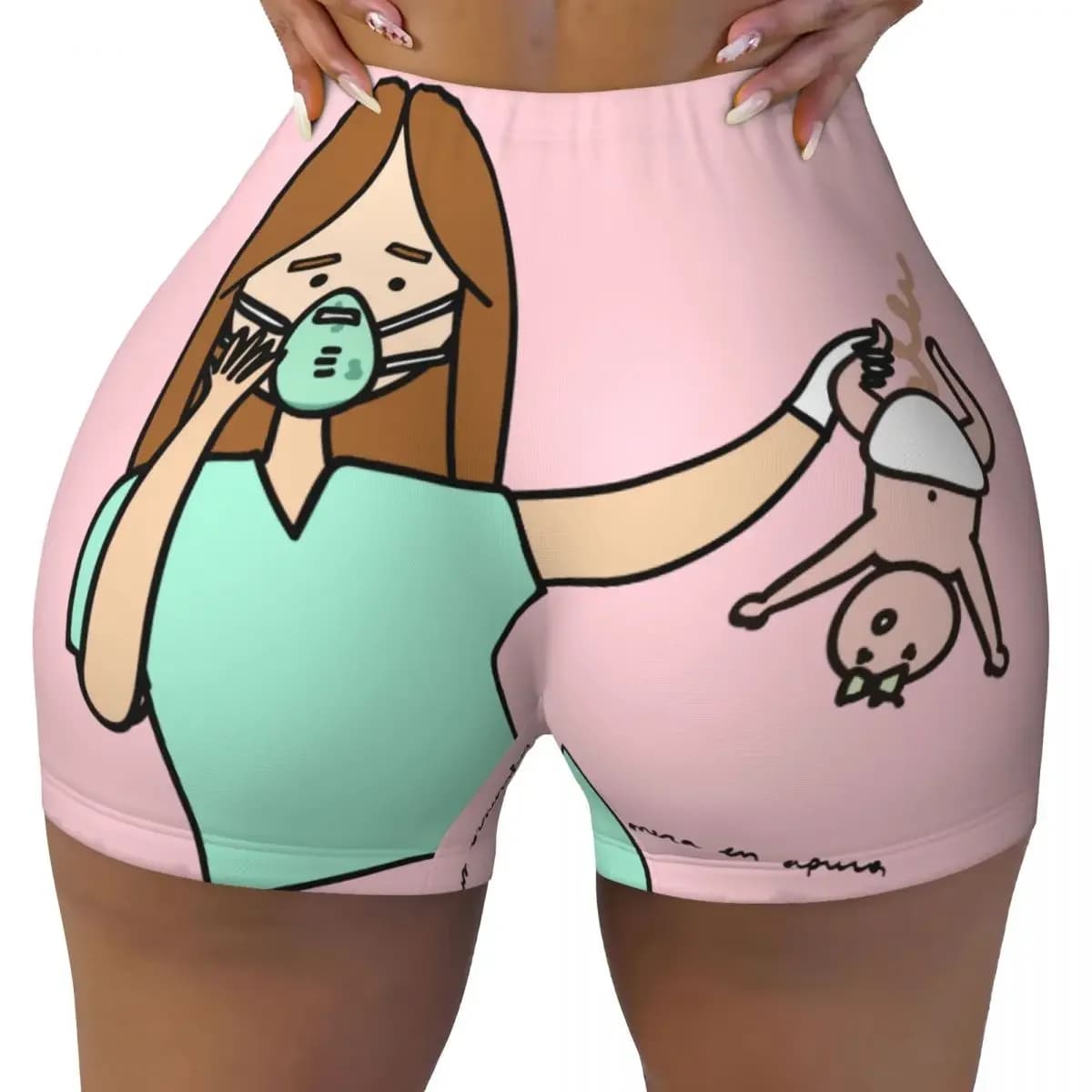 Custom Enfermera En Apuros Doctor Nurse Medical Health Workout Volleyball Biker Shorts Women's Gym Yoga Shorts