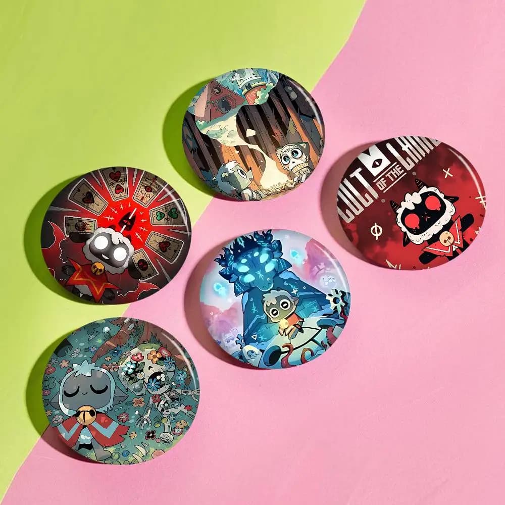 Popular Game C-Cult Of The L-Lamb Anime Brooches Cute Cartoon Badge Jacket Jeans Lapel Pin Gift Accessorie