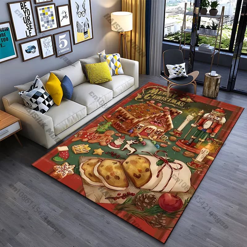 Tappeto decorativo natalizio per yoga, soggiorno, tappetino per bambini, zerbino, tappeto per area gioco
