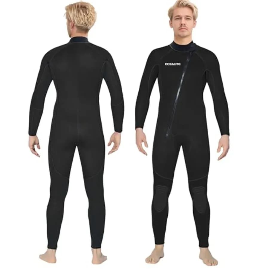 Muta integrale da uomo con zip frontale per surf, immersioni, snorkeling, nuoto; neoprene 3mm/4mm/3mm/5mm/4mm; nero; cuciture flatlock o blind-stitch