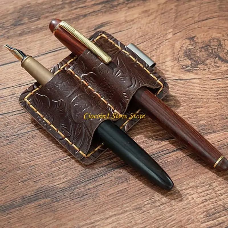 Portapenne in pelle A3PC con clip da tasca Portapenne a doppio per notebook