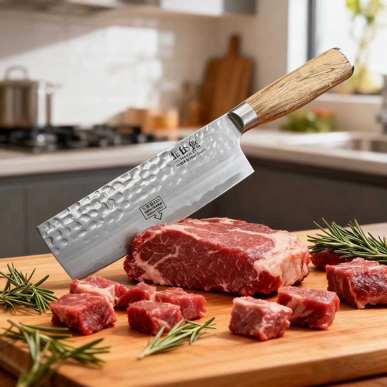 6.9 inch Nakiri knife 3 layers coated steel 10Cr15Mov Lama Manico in legno Mannaia per chef Meat slicers Kitchen knive tools