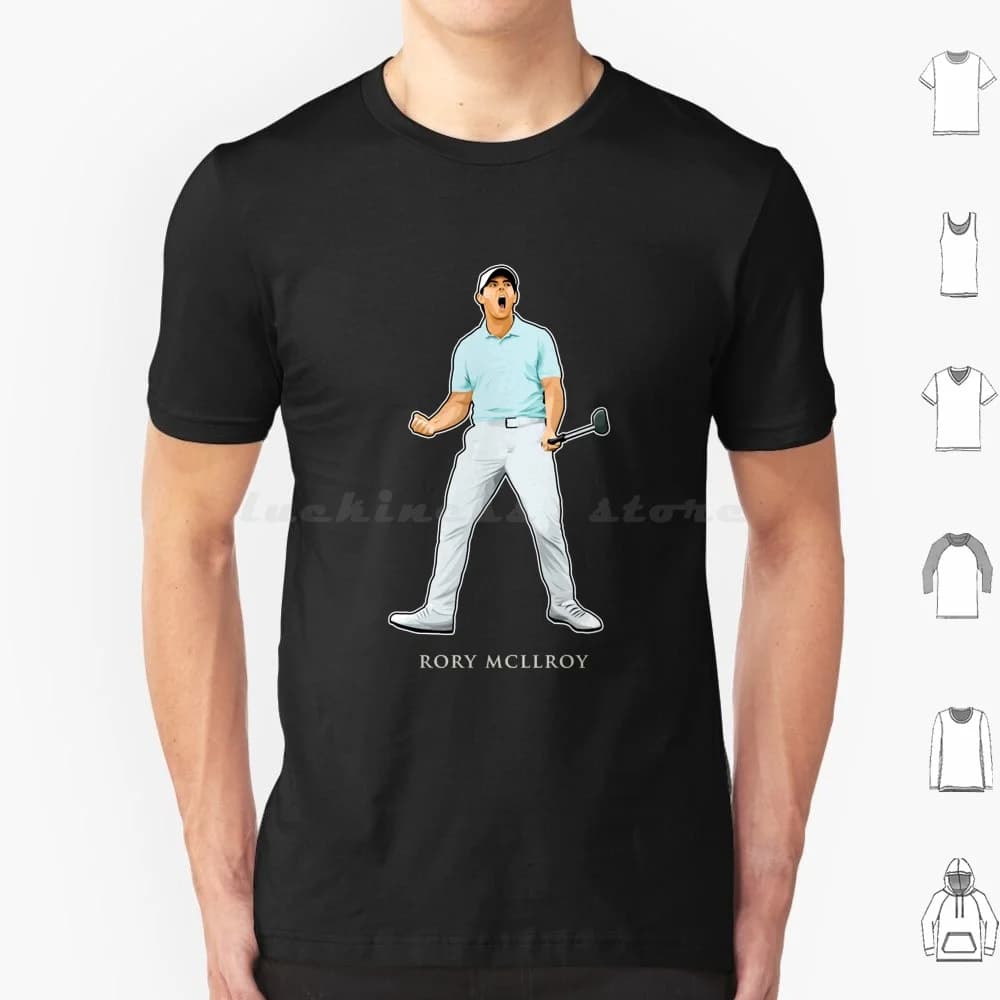 Maglietta in cotone Rory McIlroy Golf Celebrate Birdie Putt da uomo e donna, stampa fai da te, Rory McIlroy, Arte Rory McIlroy, Rory McIlroy Irlanda