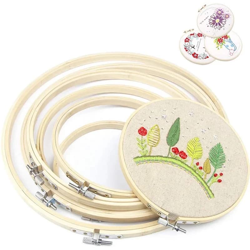 KRABALL 6 pezzi telaio in bambù set di cerchi da ricamo anello cerchio rotondo punto croce anello ad anello fai da te strumenti per cucire a mano accessori