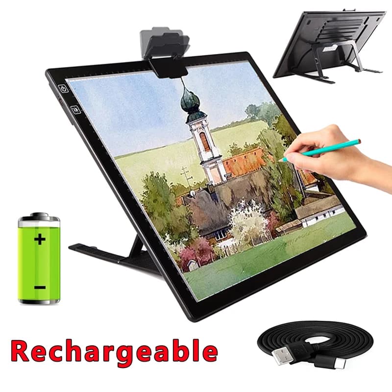 Rechargeable A3/A4 Wireless LED Light Pad Battery Powered Light Box for Tracing, Diamond Art, Drawing & X-Ray Viewing